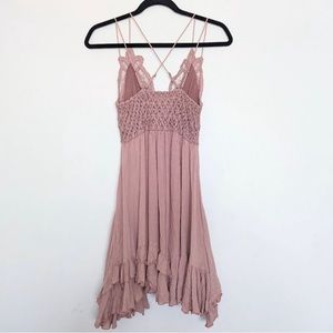 Free People Adella Slip Crochet Lace Mini Dress Dusty Rose XS